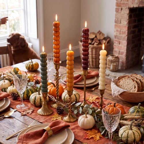 Conelist 5 Pcs Pumpkin Taper Candles Autumn Halloween Gifts, Multicolor - Image 5