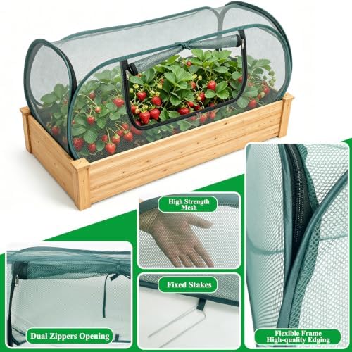 2PCS Pop Up Mesh Plant Cover 33% Sunblock Foldable for Raised Garden Beds - Image 6