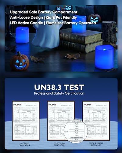 Homemory 24 Pack Blue Flameless Flickering LED Votive Tealights Candles - Image 6