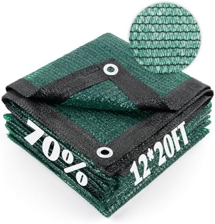 Sun Shade Cloth with Grommets for Garden, 70% 12x20ft, Dark Green by CoolArea
