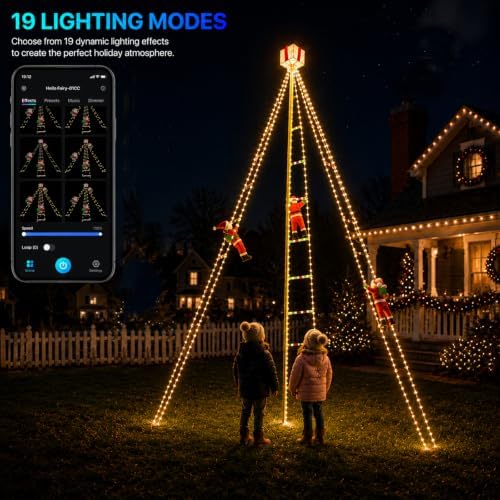 12FT Santa Climbing Ladder Flagpole Smart Christmas Lights Outdoor - Image 4