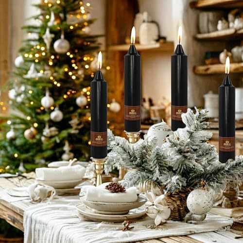 Halloween Taper Candles Sticks Unscented 4 PCS Black Taper Candlesticks 7 inch Short Tapered Candles Stick Candle for Halloween Dinner Party Home Décor Candlesticks - Image 5