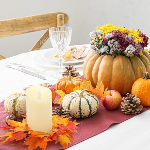 Daifunli 2 Pcs Fall Candle Rings Wreaths for Pillar 3.25 Inch Maple Leaves | Vintage Autumn Candles Holder, Artificial Table Centerpiece, Mini Fall Cabinet Wreath, for Thanksgiving Autumn Kitchen Decor - Image 3