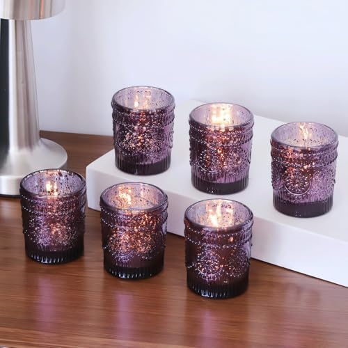 VOHO 12pcs Sunflower Purple Votive Candle Holders for Table Centerpiece - Image 5