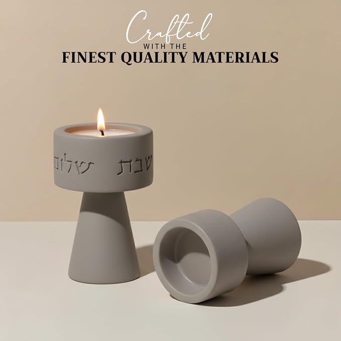 Solura Luxury Candle Holder Set – Modern Décor for Living Room & Dining Table - Gray