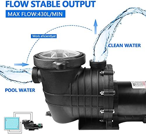2.0 HP Self Primming Pool Pump 6800 GPH, Single Speed In/Above Ground Swimming Pool Pump Dual voltage with Strainer Basket