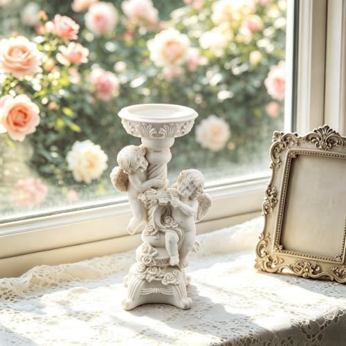 Angel Candle Holder Figurine White Resin Table Decor Holiday Home Gifts - Image 6