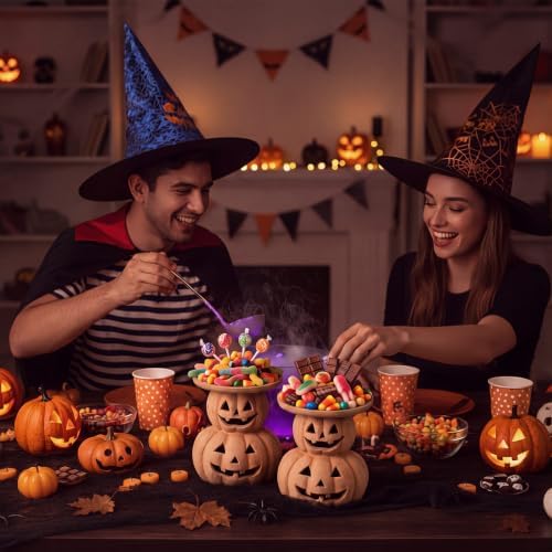 RattanView 2 Pcs Terracotta Halloween Pumpkin Decor Pumpkin Candle Holders - Image 3