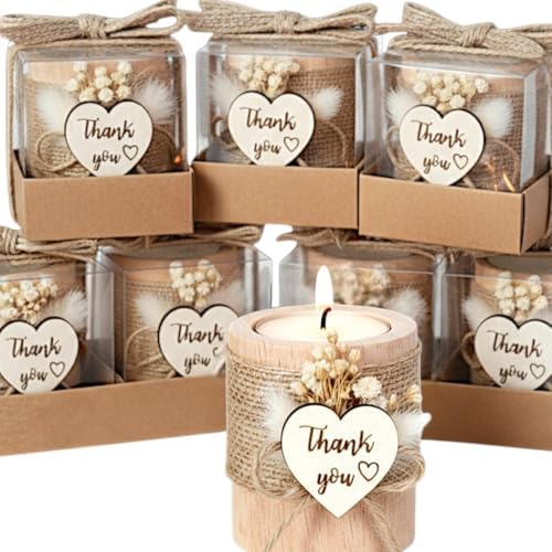 10 Pack Tealight Candle Holders Wedding Favors for Guests - Return Gifts Bridal Shower, Party Favors Adults for Guest, Thank You Gifts - Decorative for Table Centerpiece by RALLAD