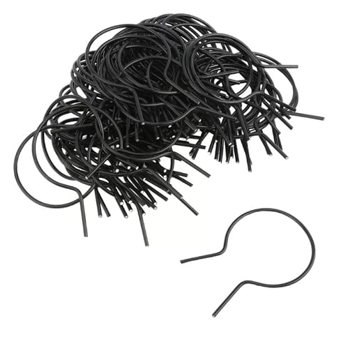 EZ Twist 3" (2 7/8" OD) x 8 Gauge Preformed Steel Tie Wire - Fence Ties - 100 Pack (Black Vinyl Coated)