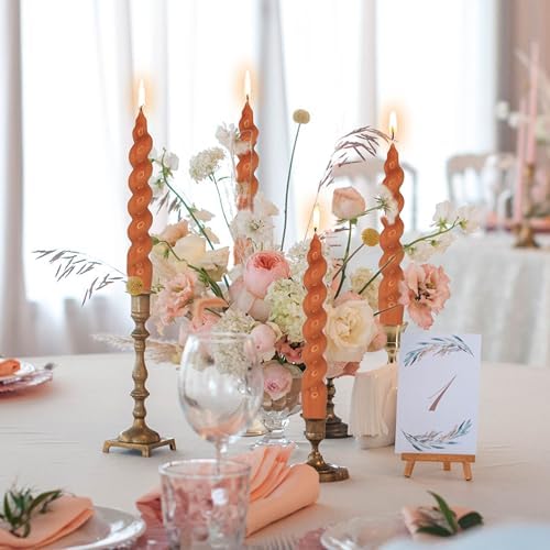 7.5 Inches Spiral Taper Candles Colorful Twisted Candle Dripless Long Candles, Handmade Candlesticks for Wedding Dinner Decor, Set of 4(Pumpkin) - Image 4