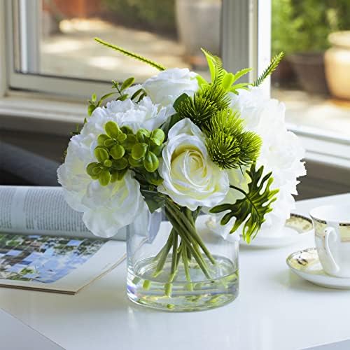 Enova Floral Set of 4 Clear Glass Cylinder Vase, 6W x 6H Inches Round Flowers Vase, Pillar Candle Floating Candle Holders Vase, Small Floral Glass Vase for Home Office Decor, Wedding Centerpiece - Image 3