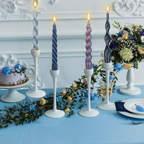 Nuanchu 4 Pcs Twisted Taper Candles,7.87 Inch,Pure,Blue - Image 3
