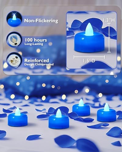 Amagic 24Pack Blue Flameless LED Tea Lights Candles Battery Operated - Image 2