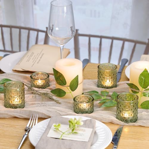 Green Glass Candle Holders, Tealight Holders 36 Pcs Assorted Heights Decor - Image 5
