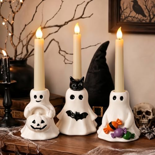 Havawish 3 Pcs Halloween Ghost Candlestick Holder Cute Ghost Candle Holder by Havawish
