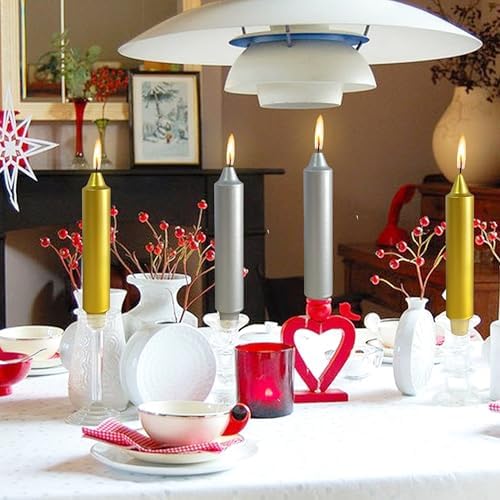 Christmas Metallic Gold Silver Taper Candle Candle Sticks, 7 Inch Mini Pillar Candles, 4PCS Handmade Unscenteds Candlesticks for Holidays Church Christmas Celebration Party Decor - Image 5