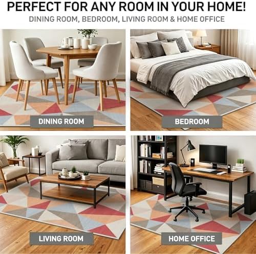 2x3 Colorful Triangle Geometric Rug for Bathroom Entryway Abstract Modern Area Rug Machine Washable Non-Slip Small Mat Carpet for Indoor Bedroom Kitchen Front Door