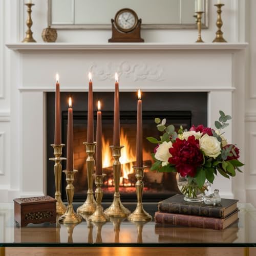 12 Pack Brown Taper Candles丨Taper Candles 10 Inch Dripless丨Unscented & Smokeless Candlesticks Bulk丨7-8 Hours Long Burning Tall Candles丨Ideal for Christmas Weddings Parties Dinner - Image 6
