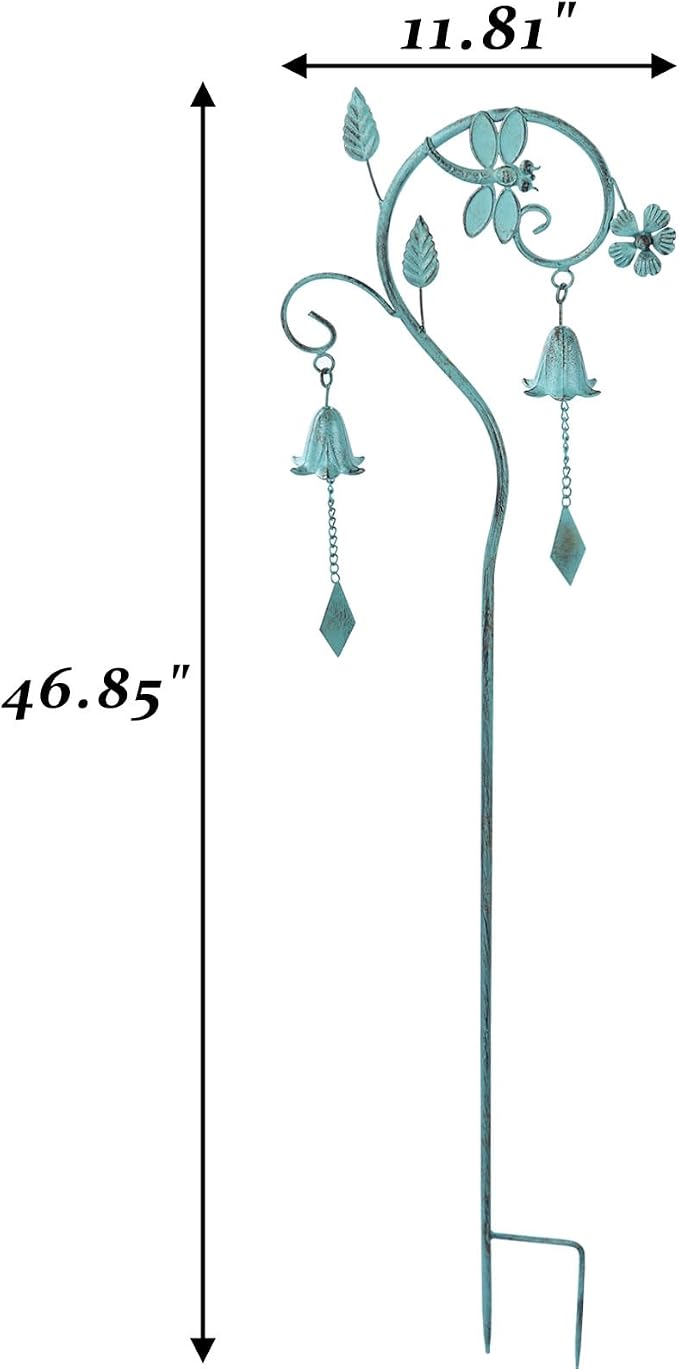 Dragonfly Metal Garden Art,Decorative Garden Stake with Bells for Outside | 46.8"H Dragonfly Garden Decor,Wind Chime Stakes for Outside,Yard Art for Garden,Flower Beds, Patio.