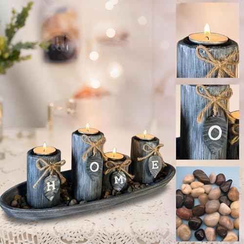 Wooden Candle Holders Centerpieces for Living Room Coffee Table Decorations - Image 5