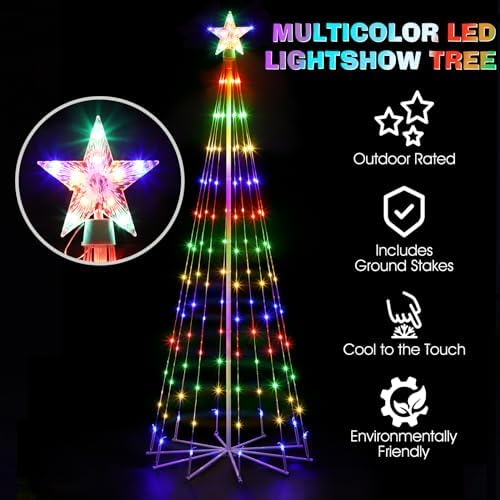 3 Pack LED Outdoor Christmas Tree Light Show Lighted Decorations, 4 Colors, 4ft 5ft 6ft - Image 2