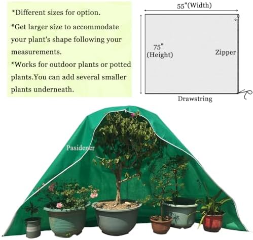 Plant Covers Freeze Protection 2 Packs 75" X55" 2.2oz Tree Covers Frost Plant Covers Freeze Cloth for Outdoor Plants with Zipper Drawstring - Image 3