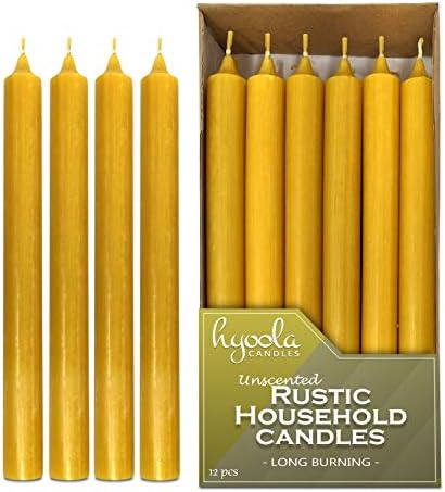Hyoola 10 Inch Dinner Candles - 12 Pack - Yellow Tall Unscented Rustic Long Burning Candle Sticks - Image 4