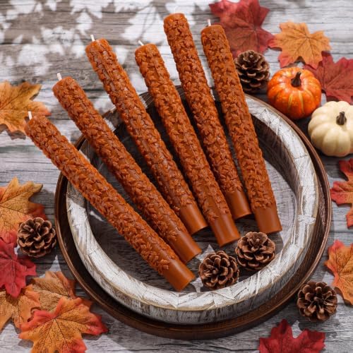 Conelist 6 Pcs Fall 3D Maple Leaf Taper Candles 8.5 Inch Autumn Colorful Decorative Scented Candles Fall Home Table Centerpiece Decorations for Thanksgiving Harvest Halloween Party Decor (1 Color) - Image 2