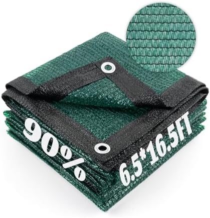 Shade Cloth with Grommets for Garden, 90% 6.5x16.5ft, Dark Green by CoolArea