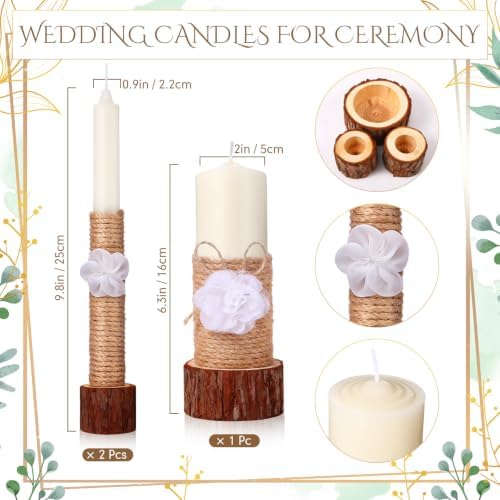 Conelist Unity Candles for Wedding Ceremony Set, Natural - Image 2
