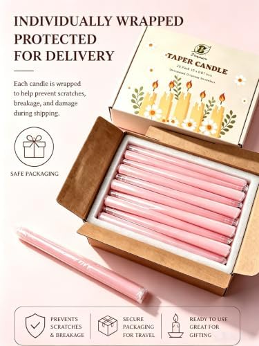 Pale Pink Elegant Taper Candles for Romantic Home Décor and Events - Image 7