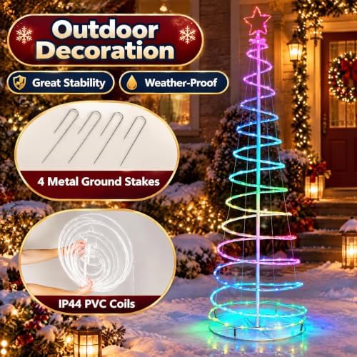 Tangkula 6 FT Lighted Spiral Christmas Tree with 135 LED Lights - Image 6