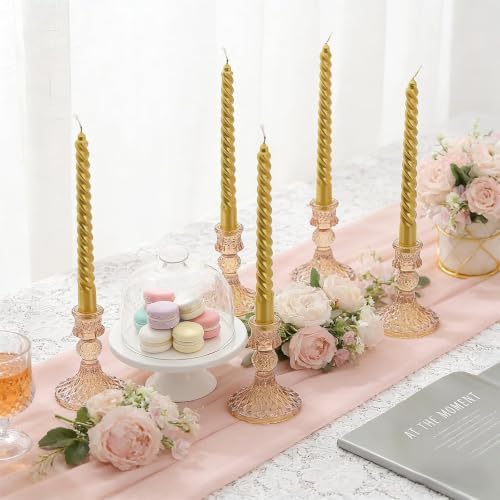 6 Pack Glass Taper Candlestick Holders, Gold Candlestick Holders, 4" H Crystal Candle Holders Decorative Candle Stand Centerpiece for Wedding, Festival, Dinning Party Table Decor - Image 7
