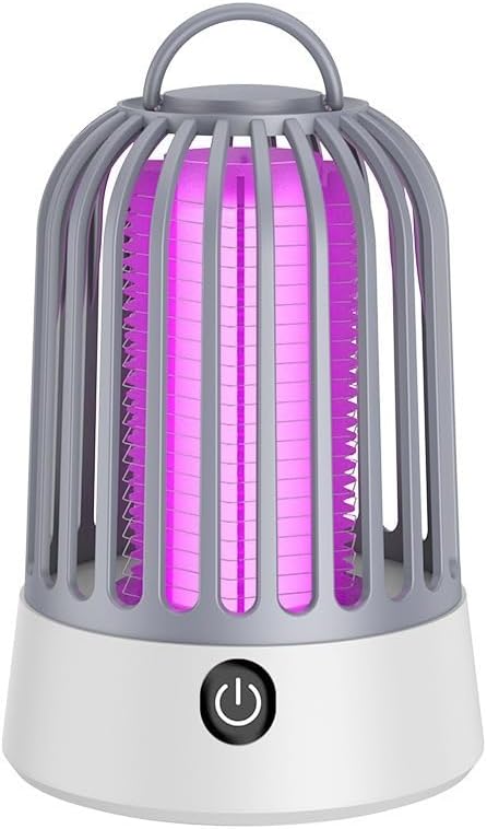 Electric Bug Zapper for Indoor Outdoor Rechargeable Mosquito Trap and Fly Killer Portable with USB, Ultraviolet and Security Grid for Home Kitchen, Patio,Backyard, Balcony,Garage,Camping,Grey
