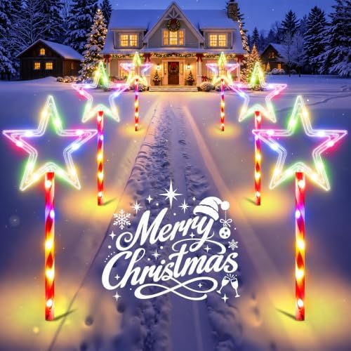 6 Pack Christmas Decorations Outdoor Solar Candy Lights, Multicolor by HALHSAP