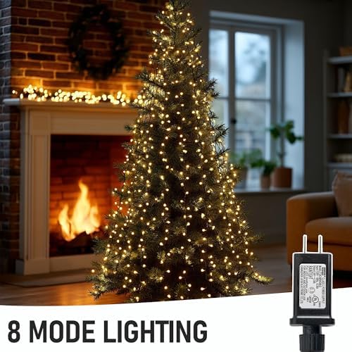 Christmas Tree Lights, 448 LED Christmas Waterfall Tree Topper Lights with 8 Lighting Modes & Remote, 8.2FT X 16 Lines String Light for Indoor Outdoor Yard Party Xmas Decoration, Warm White - Image 3
