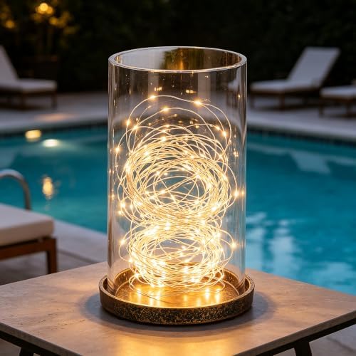 6.5" Wide Glass Hurricane Candle Holder with Cast Iron Base In Antique Gold For Pillar, Thick and Sturdy Glass Cylinder, Farmhouse, Shabby Chic For Mantels, Tabletops, Centerpieces, Entryways, Shelves - Image 4