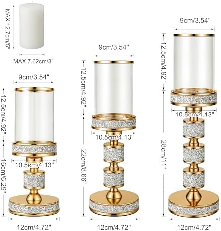 Hurricane Candle Holder, 15.9" Tall Metal Candle Stand, Glass Pillar Holder - Image 5