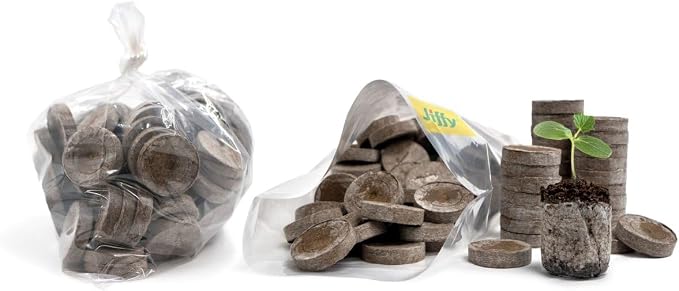 Jiffy Peat Soil Pellets Seed Starter Plugs, 36 mm, 200 Count | For Indoor Planting, Seedlings