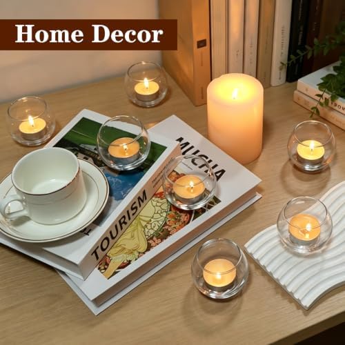 PINIWON 40pcs Clear Glass Round Votive Candle Holders, 2''×2'' - Image 6