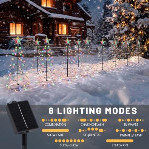 2 Pack 29 In Spiral Solar Christmas Tree Lights Outdoor Decoration - Image 5