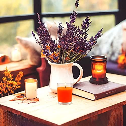 Set of 20 Orange Votive Candles Clear Glass Filled Unscented Soy Wax Candle for Home Halloween Fall Harvest Thanksgiving and DIY - Image 5