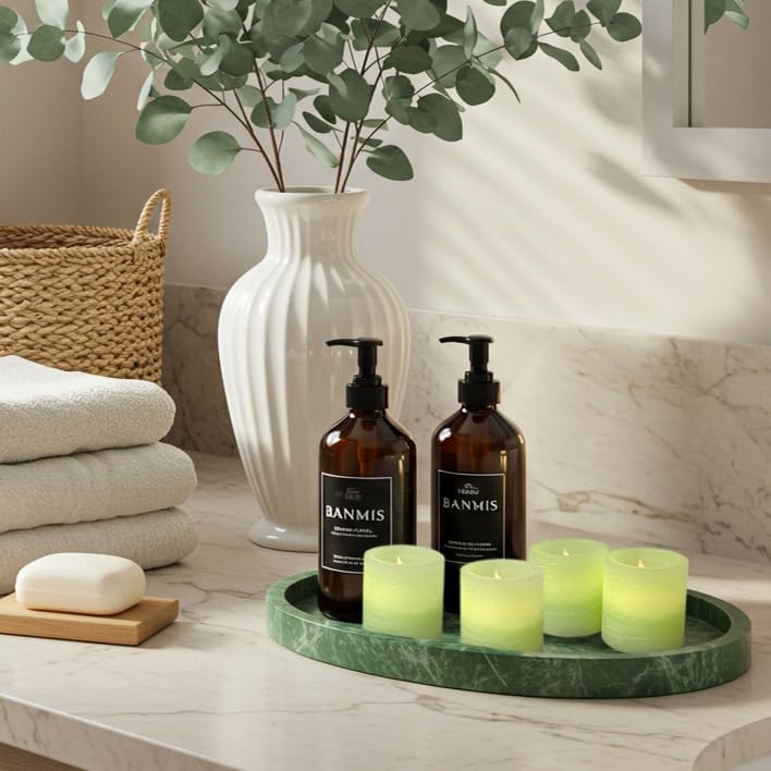 FURORA LIGHTING Green Marble Real Wax Votive LED Candles, 6-Pack - Image 2