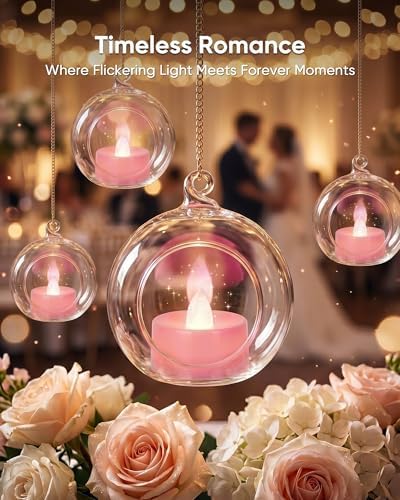 Homemory 24-Pack Pink Flameless Battery Tealight Candles, 200+ Hours - Image 6