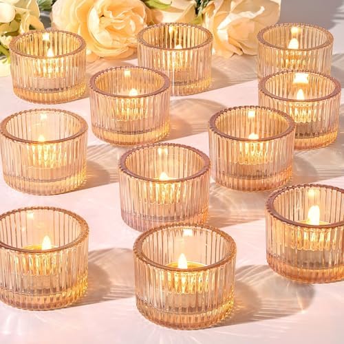 HAVITI 24 Pack Tealight Gold Candle Holders, Votive Tea Light Candle Holder by LOVELIGHTLOVELIFE