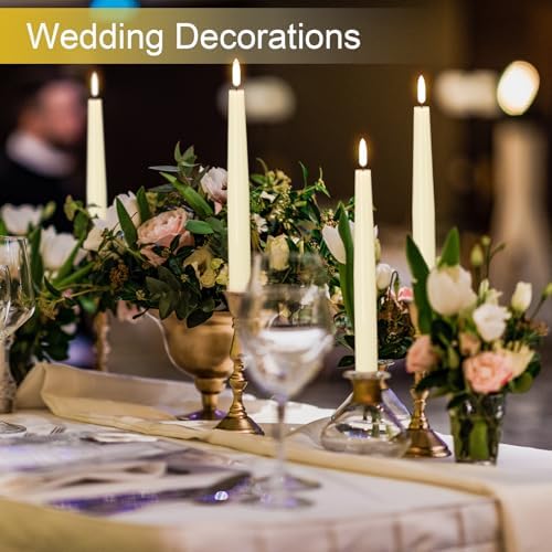 GenSwin Flameless Taper Candles with Remote, Ivory LED Taper Candles Battery Operated, Real Wax Flameless Candlesticks with 3D Wick for Home Halloween Christmas Decor(Set of 6, 0.78” x 9.84”) - Image 3