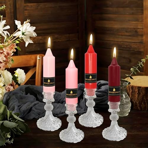 5 inch Short Taper Candle 4 Pack Handmade Gradual Red Candles Unscented Pastel Candlesticks for Holiday Wedding Dinner Party Seasonal Celebration Birthday Home Decoration - Image 2