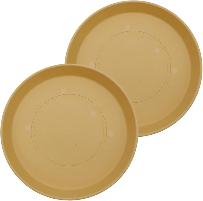 The HC Companies 12 Inch Prima Round Plant Saucer, Lightweight UV-Resistant Plastic Outdoor & Indoor Flower Pot Tray, 2-Pack Plant Pot Trays for Garden & Home Decor, Honey