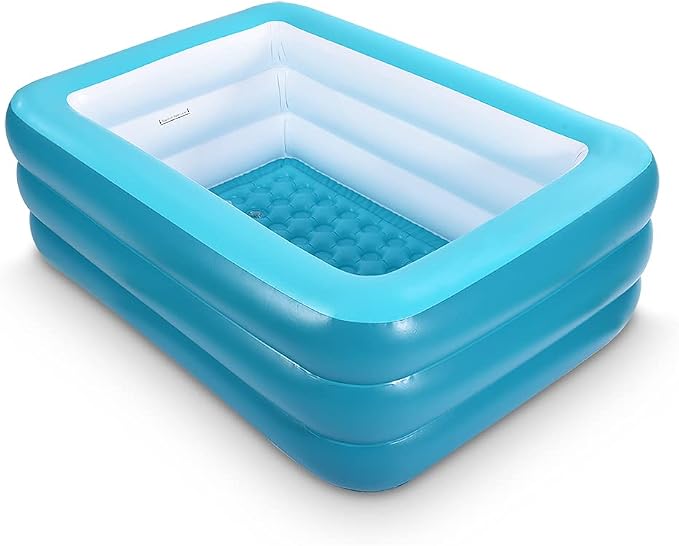 Inflatable Swimming Pool for Kids, 59" X 45" X 20" Kiddie Pools with Inflatable Soft Floor, Durable Blow Up Pools for Backyard, Garden or Indoor (Green)